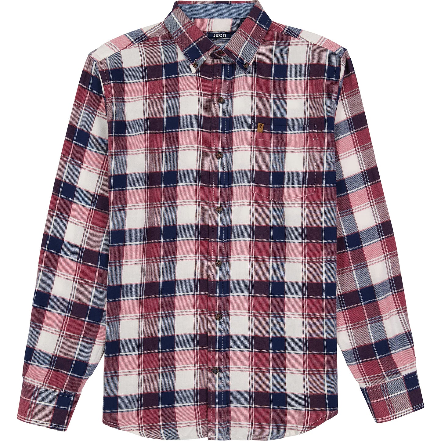 IZOD Men's Stratton Flannel Long Sleeve Button Down Shirt, Asphalt, S