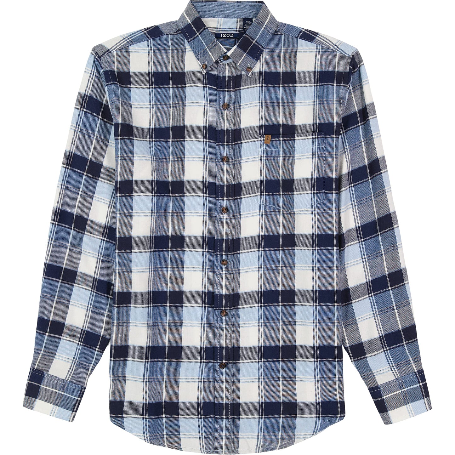 IZOD Men's Stratton Flannel Long Sleeve Button Down Shirt, Asphalt, S