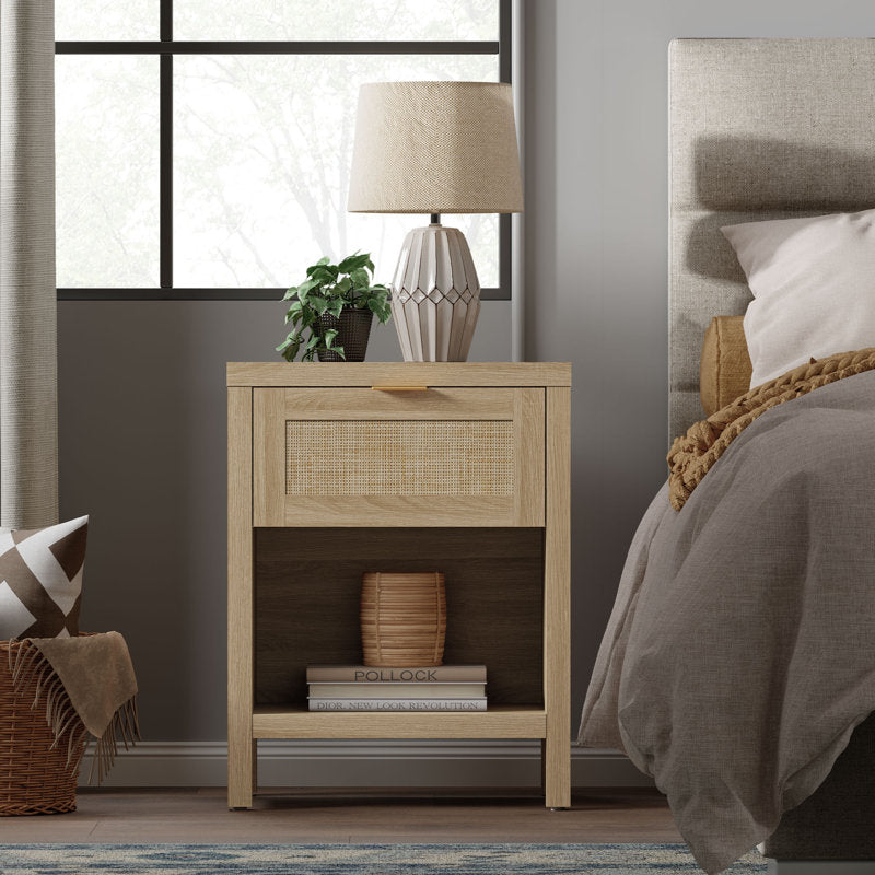 Bayou Breeze Alayha Light Natural Oak 1-Drawer Nightstand