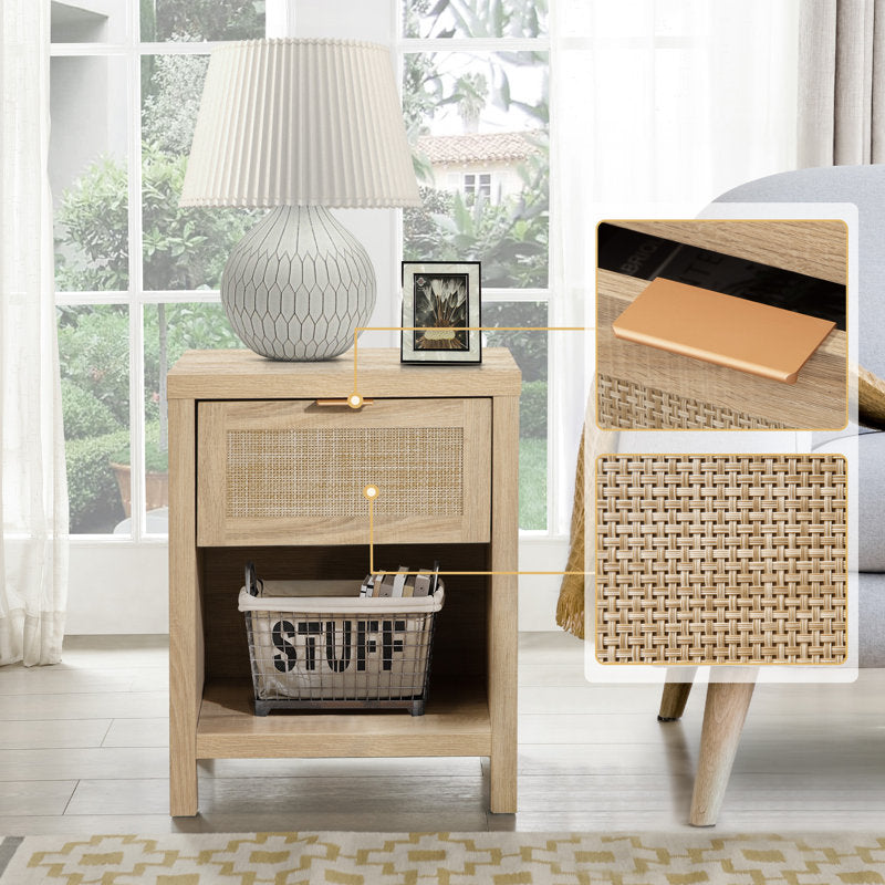 Bayou Breeze Alayha Light Natural Oak 1-Drawer Nightstand