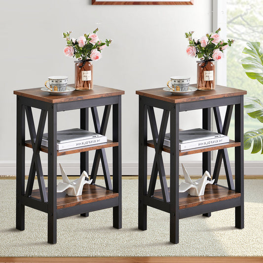 Lark Manor Alsa Brown End Table Set with Storage Drawers