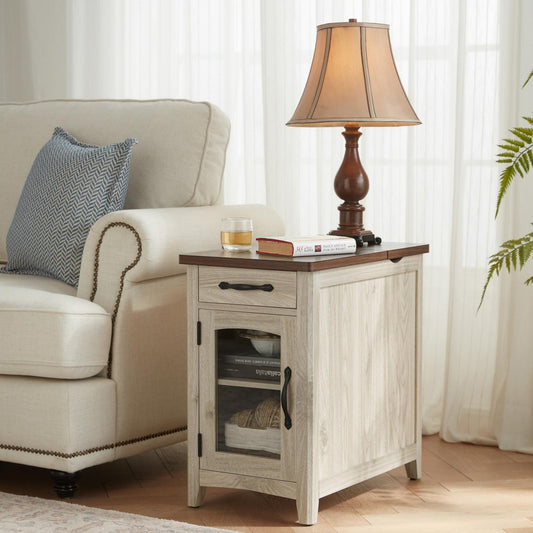 Lark Manor Aneshia End Table with Storage and Charging Station