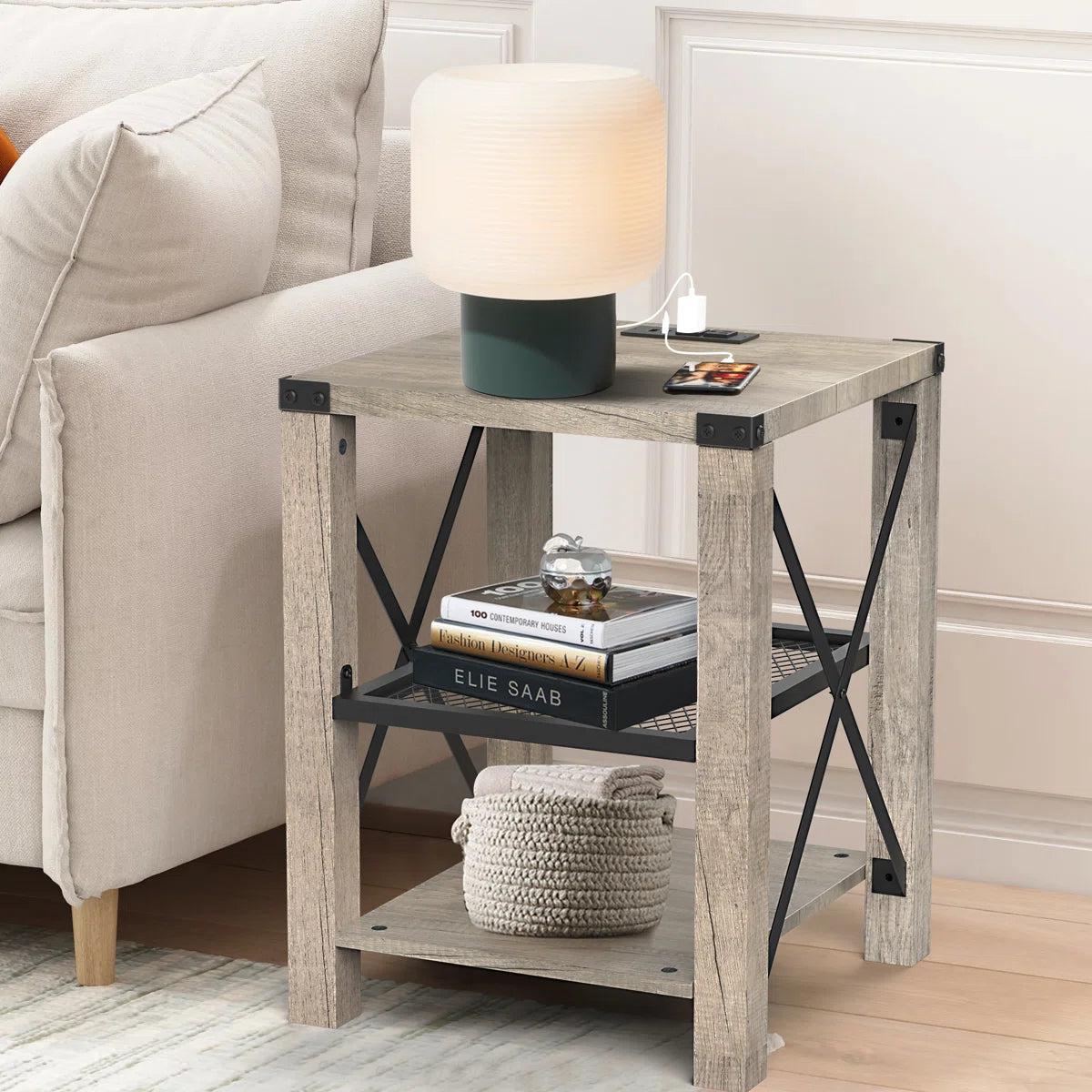 17 Stories Eidelweiss Tall Nightstand with USB Ports & Power