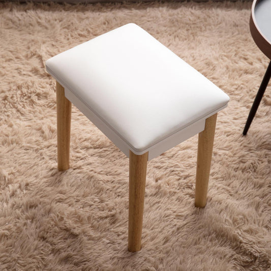 Elegant White Wooden Dressing Stool
