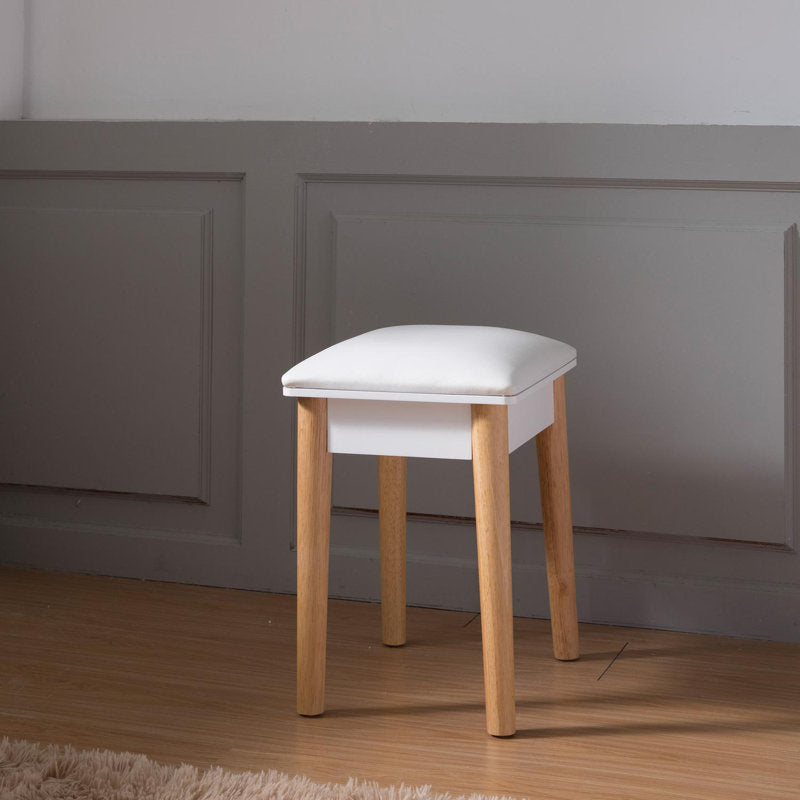 Elegant White Wooden Dressing Stool