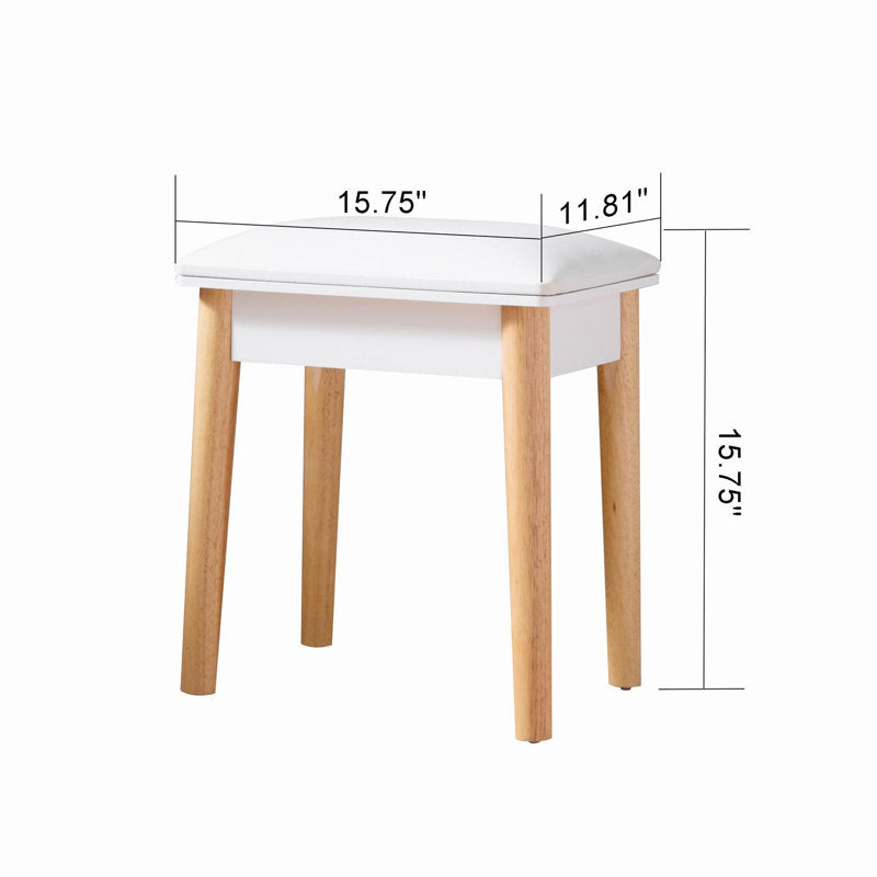 Elegant White Wooden Dressing Stool