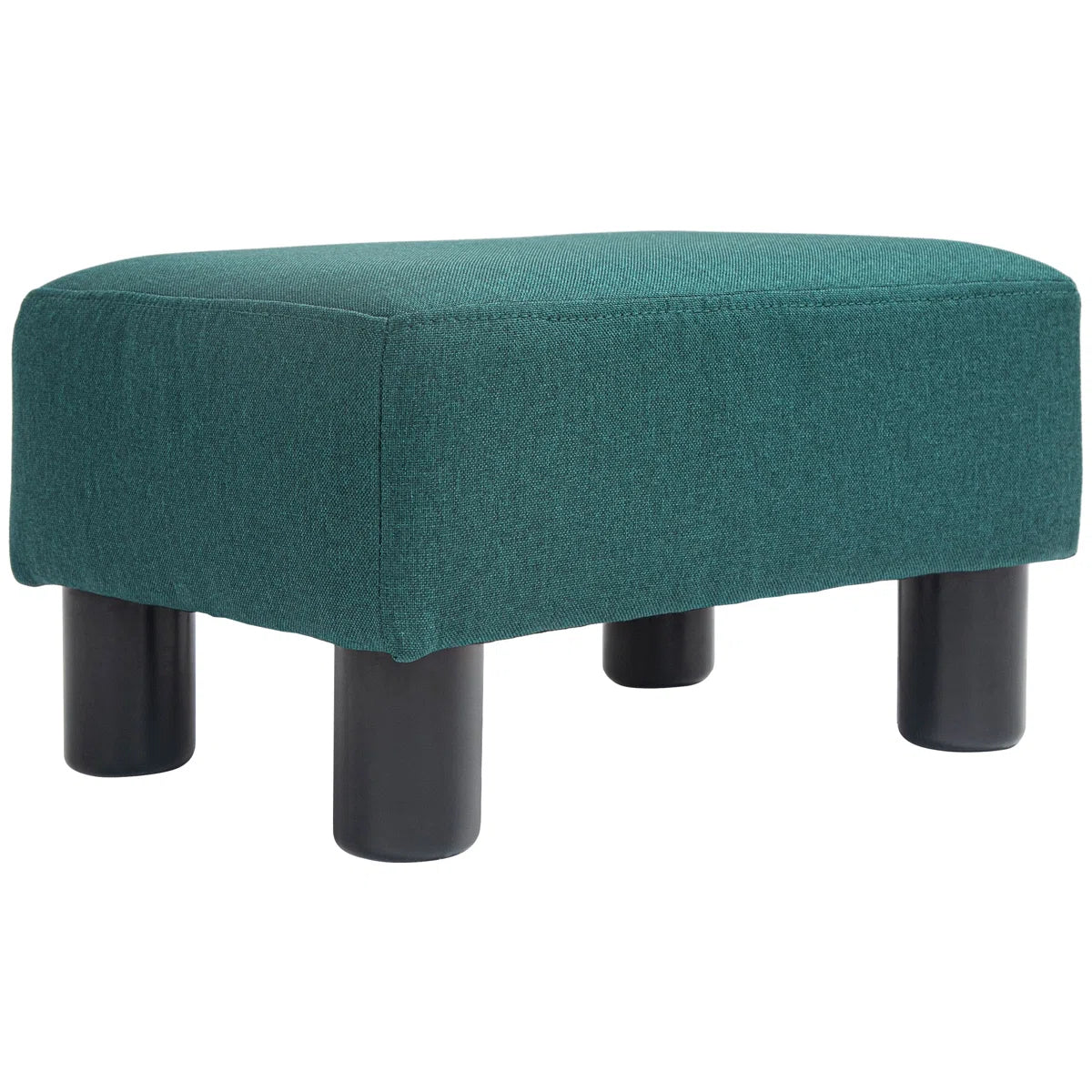 HOMCOM Ottoman Footrest, Small Foot Stool with Linen Fabric Upholstery and Plastic Legs, Cube Ottoman ,