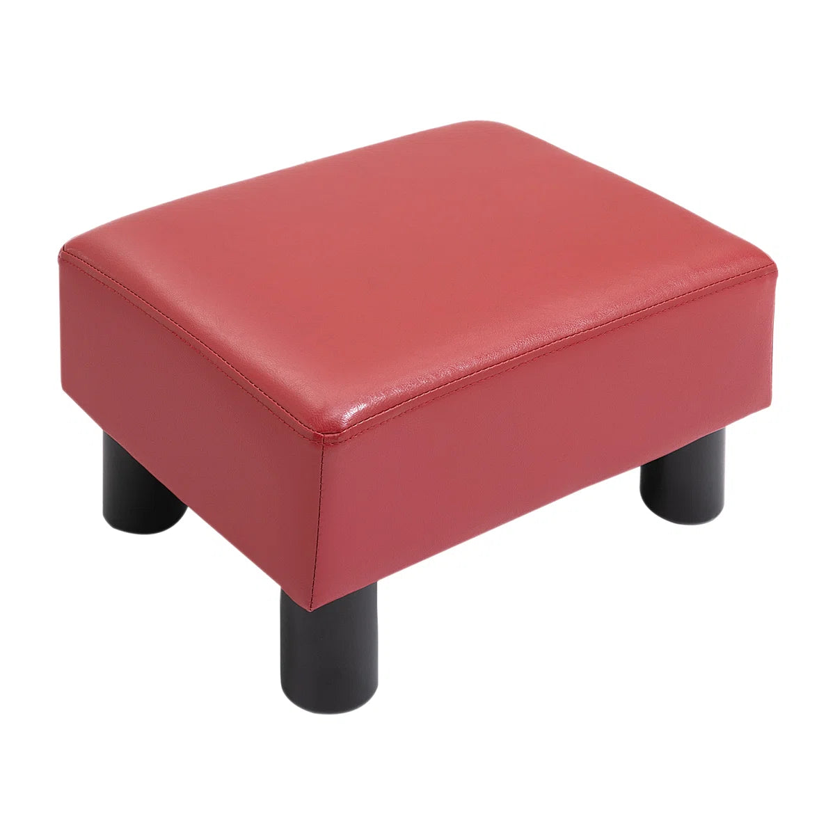 HOMCOM Ottoman Footrest, Small Foot Stool with Linen Fabric Upholstery and Plastic Legs, Cube Ottoman ,