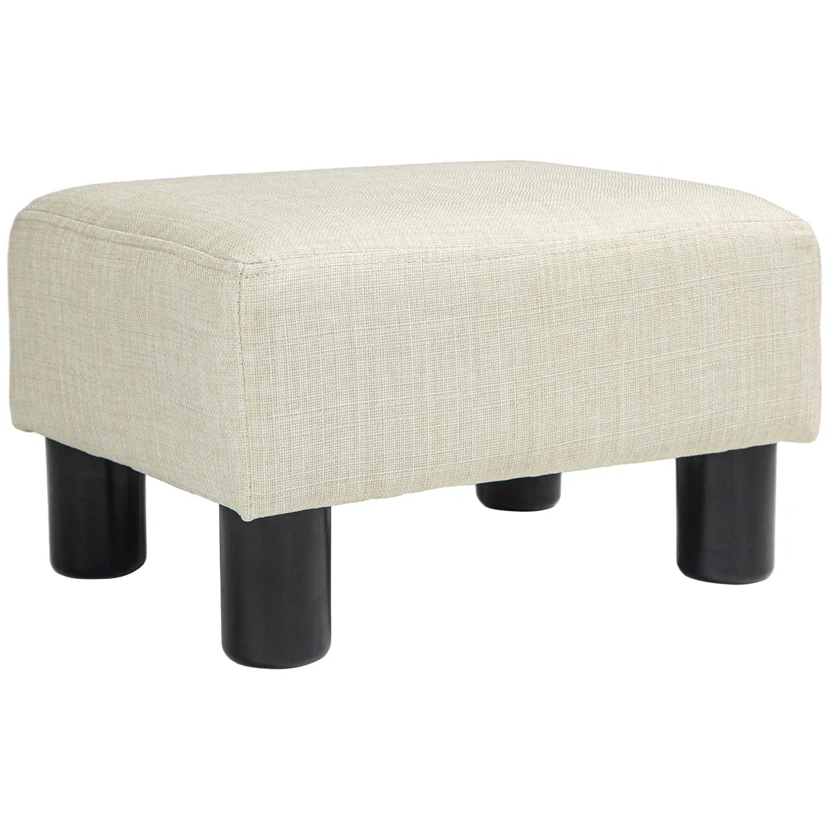HOMCOM Ottoman Footrest, Small Foot Stool with Linen Fabric Upholstery and Plastic Legs, Cube Ottoman ,