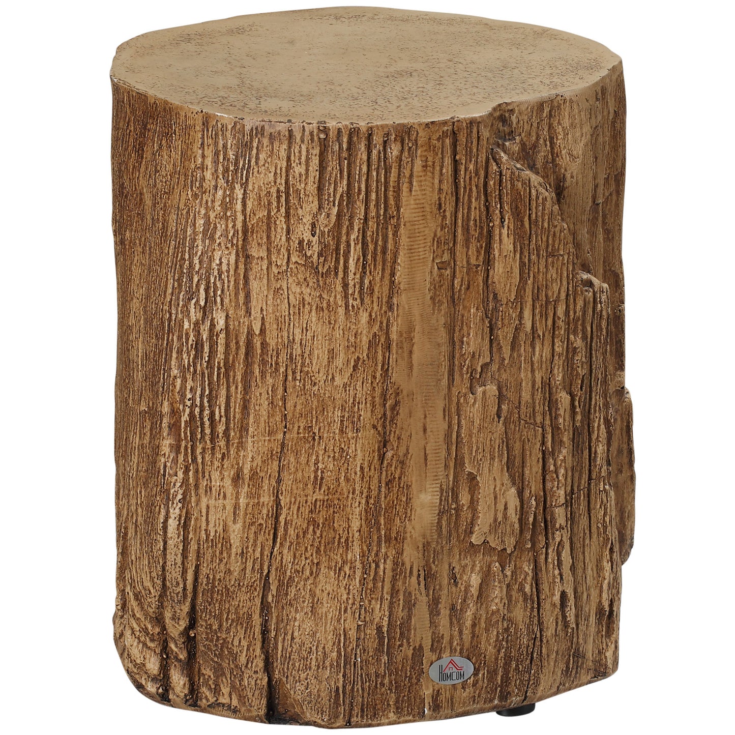 Natural Wood Grain Finish Tree Stump Stool, Indoor Outdoor Accent Table