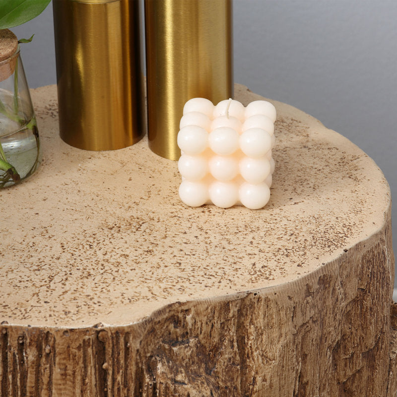 Natural Wood Grain Finish Tree Stump Stool, Indoor Outdoor Accent Table