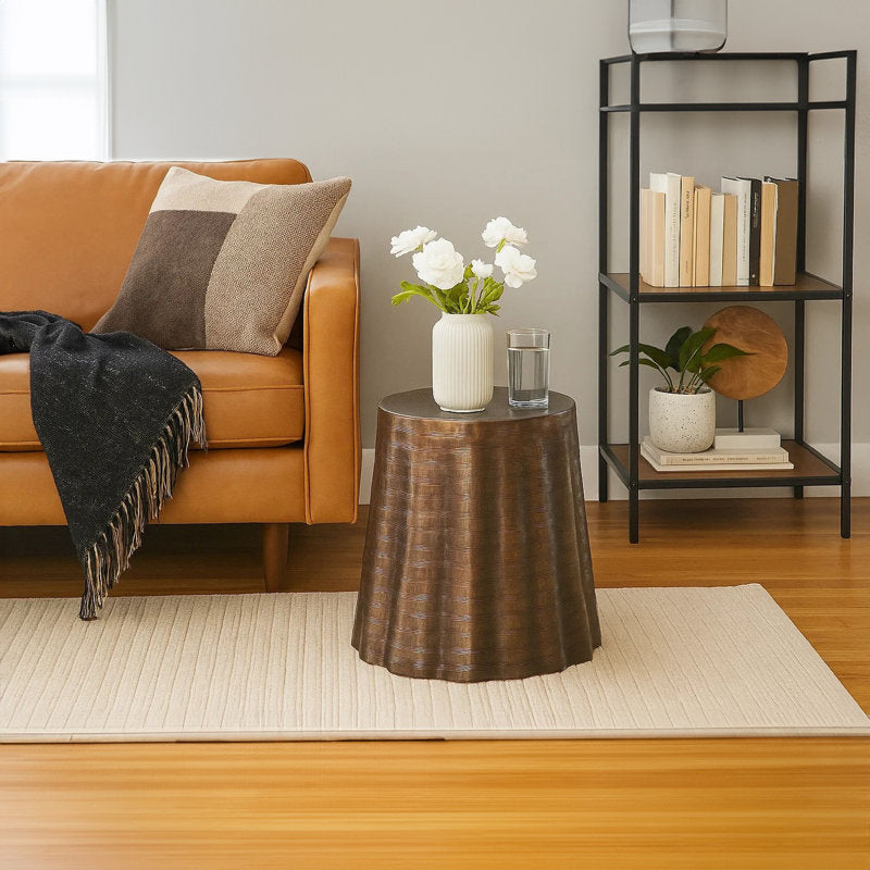 17 Stories Liora 19" Bronze Handcrafted Aluminum Round End Table