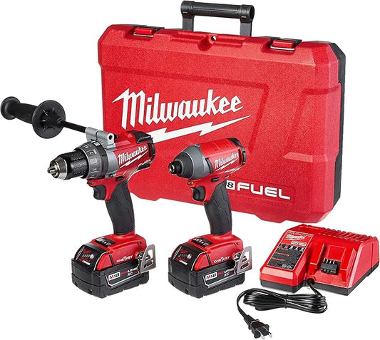 Milwaukee M18 FUEL 18V Lithium-Ion Brushless Cordless Hammer Drill and Impact Driver Combo Kit