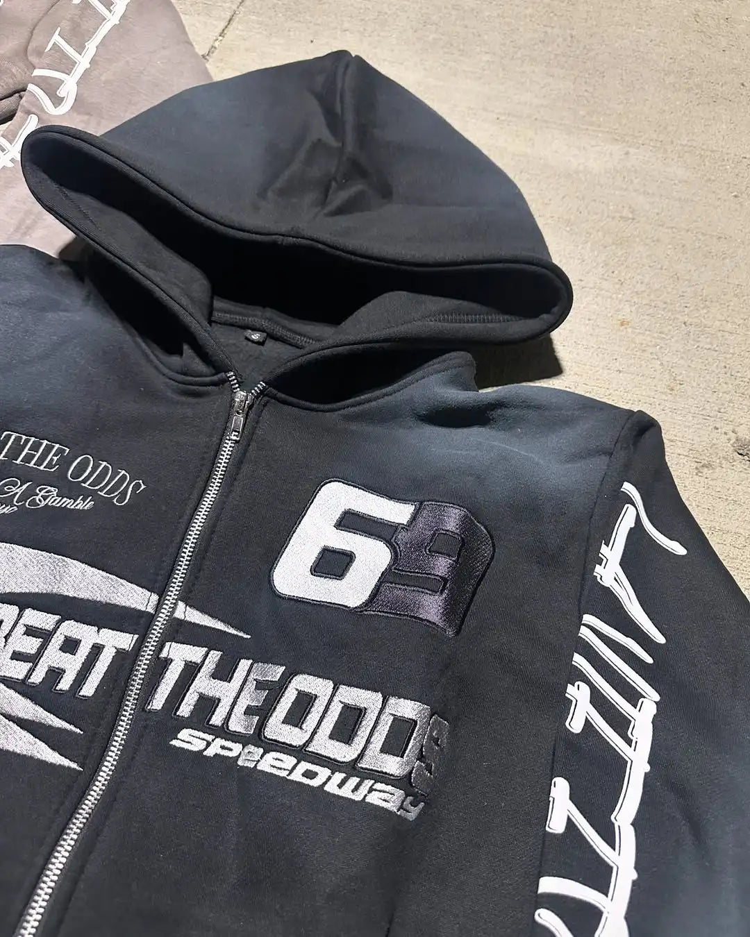 Punk Retro Colorful Zipper Hoodie Harajuku Letter Print Casual Oversized Sweatshirt Couple Hip-hop Trendy Streetwear Jacket Men