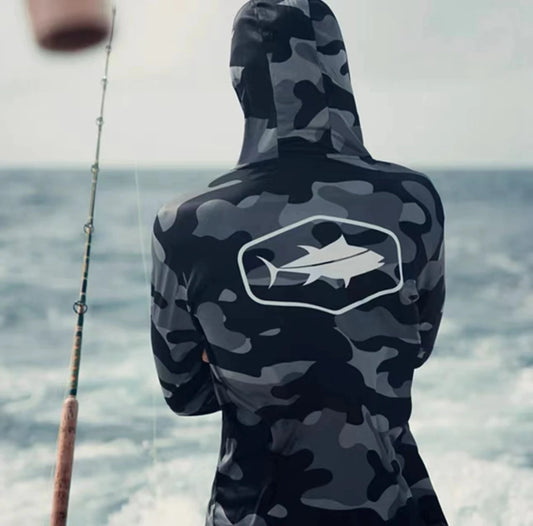 USA 2025 Men's Hooded Long Sleeve Performance Fishing Shirts Jersey For Fishing UV Hoodies Clothing Camiseta De Pesca Tops