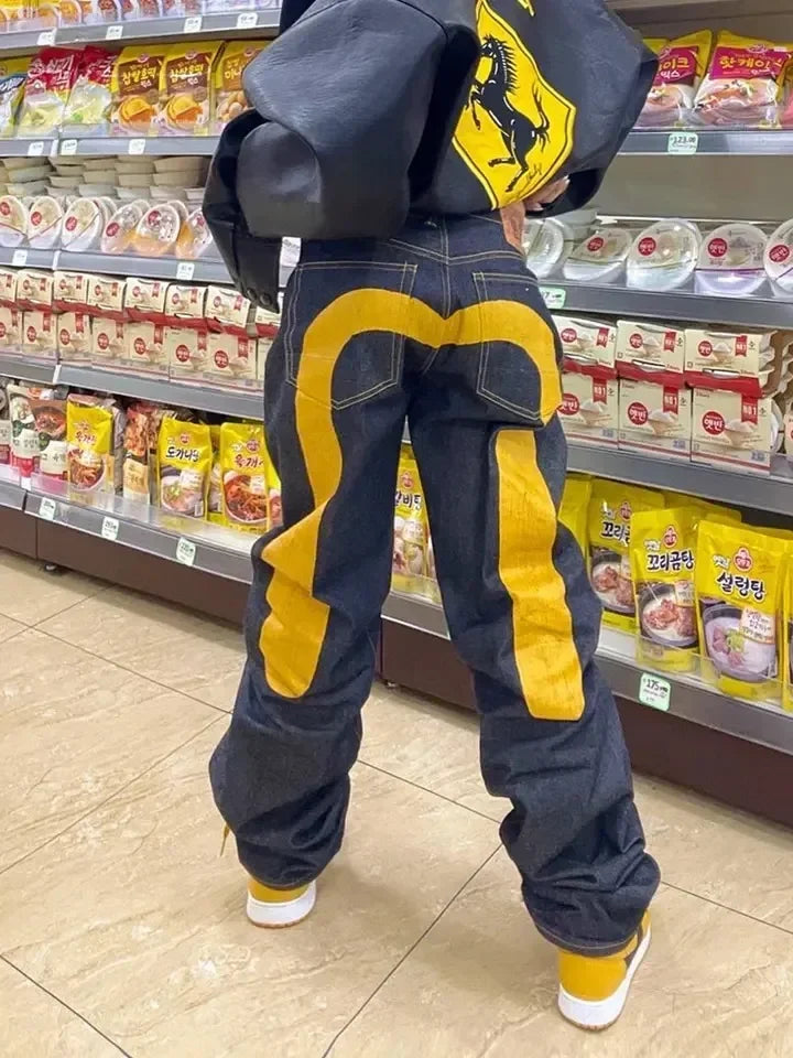 Jeans Women Gothic Y2K Retro Streetwear Black Cargo Punk