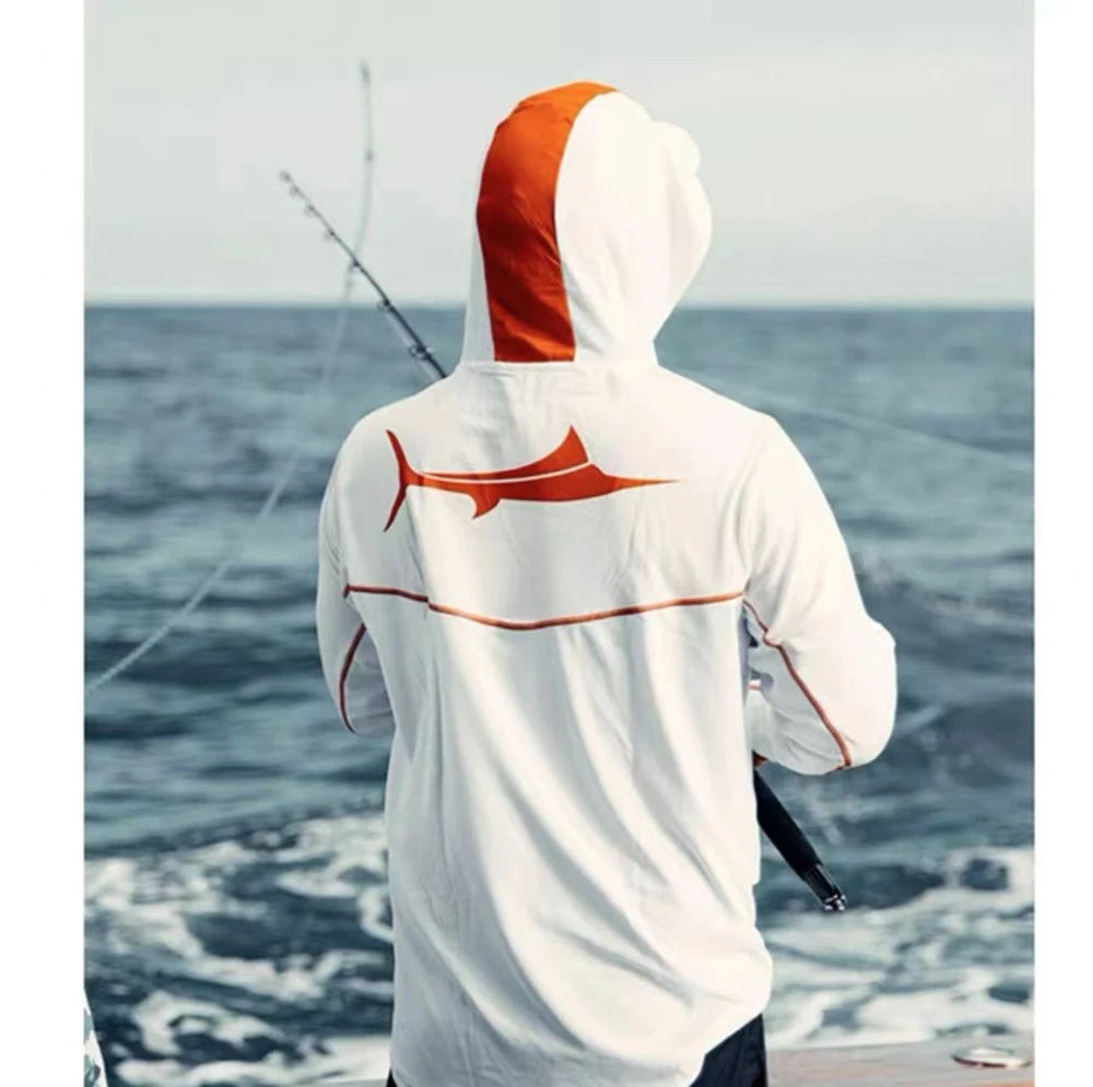 USA 2025 Men's Hooded Long Sleeve Performance Fishing Shirts Jersey For Fishing UV Hoodies Clothing Camiseta De Pesca Tops