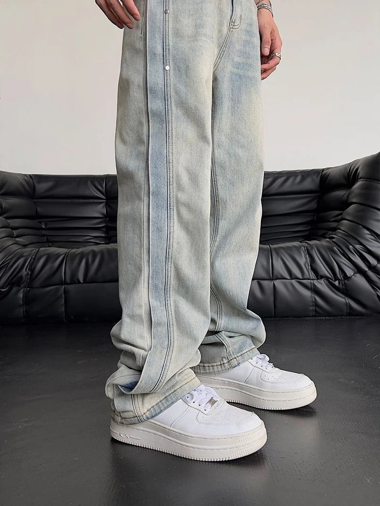 Jeans for Men Loose Light Blue Baggy Straight Man Cowboy Pants 