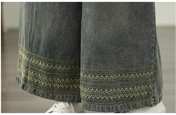 Jeans Women  Autumn New Jeans Retro Heavy Industry Embroidery 