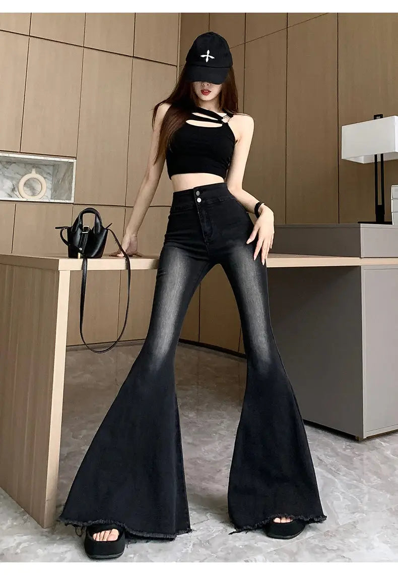 Jeans Women Autumn Chic Daily Flare Trousers 