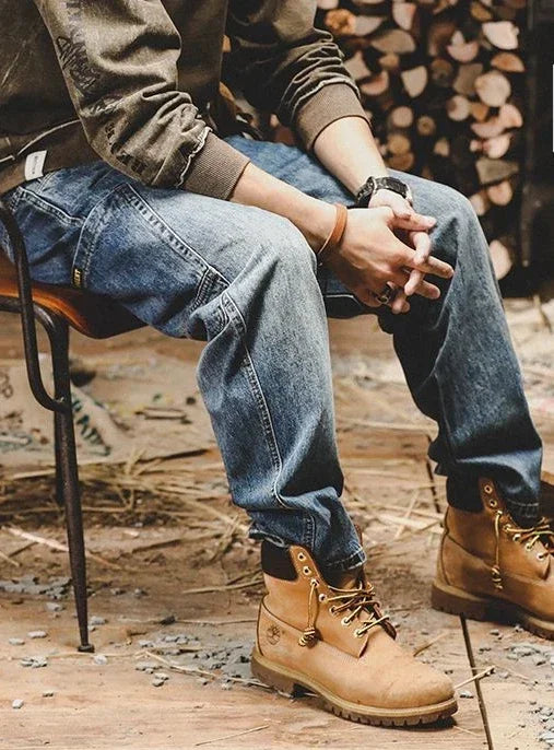 Jeans for Men Tapered Male Cowboy Pants Black Trousers Cargo 