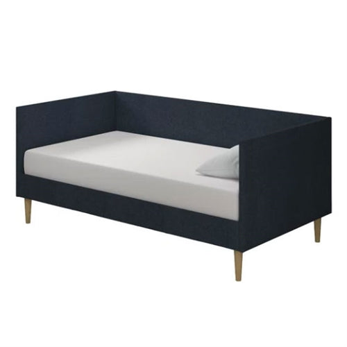 Twin Mid-Century Modern Dark Blue Linen Upholstered Daybed