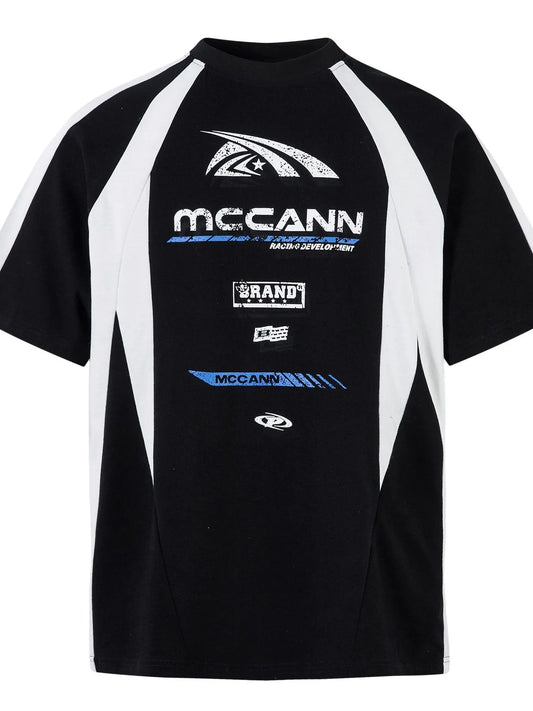 Men's Contrast Round Neck Short Sleeve T-Shirt