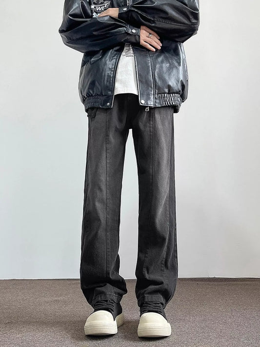 Men's Full Size Vintage Wash Wide Leg Jeans Plus Size