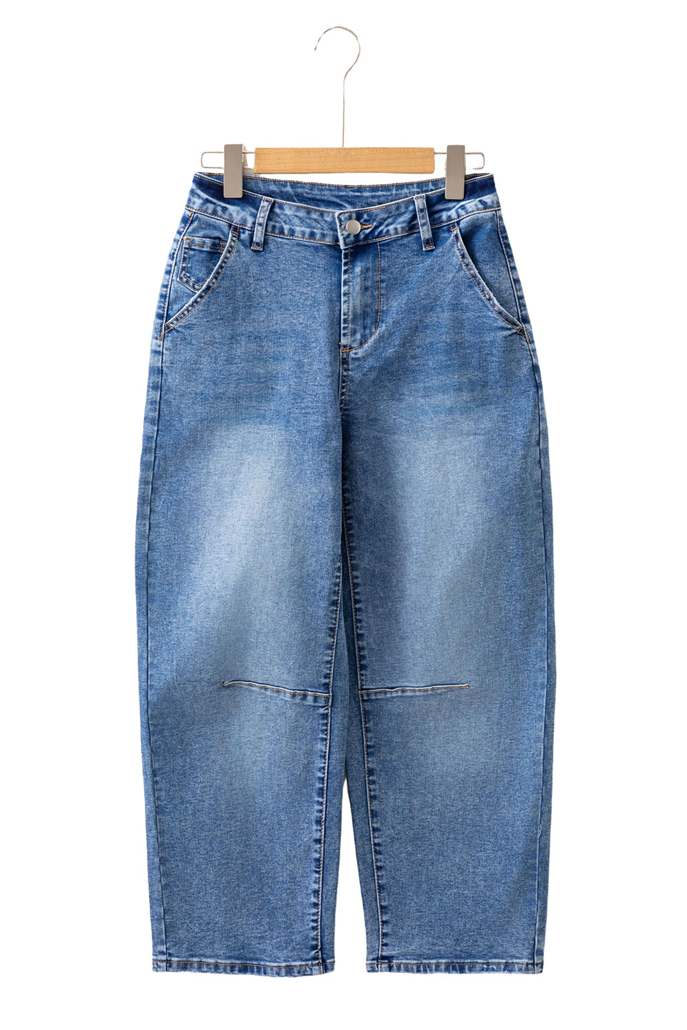  Dusk Blue High Waist Straight Leg Ankle Cropped Jeans