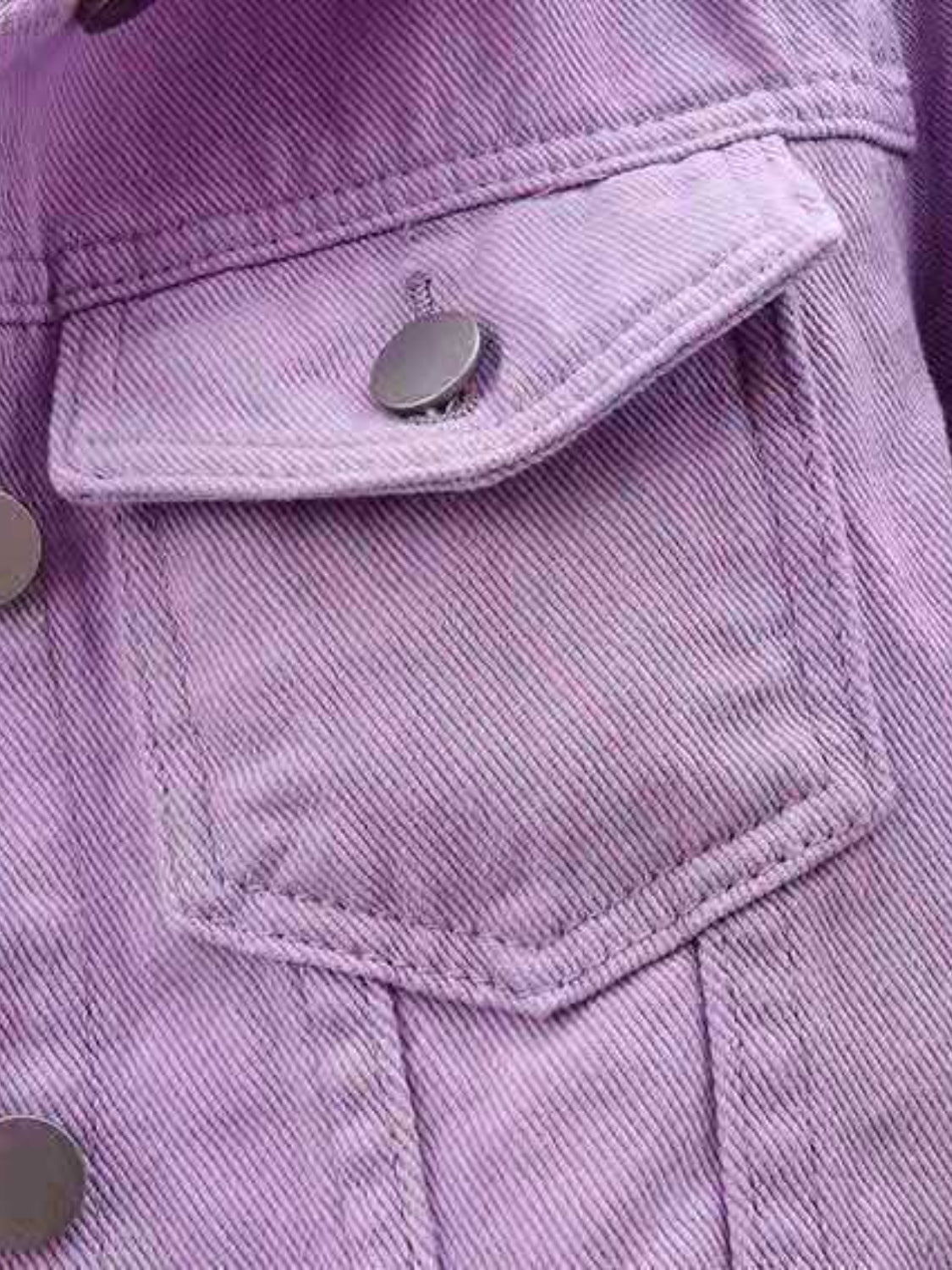 Side Button Slit Denim Jacket with Pockets