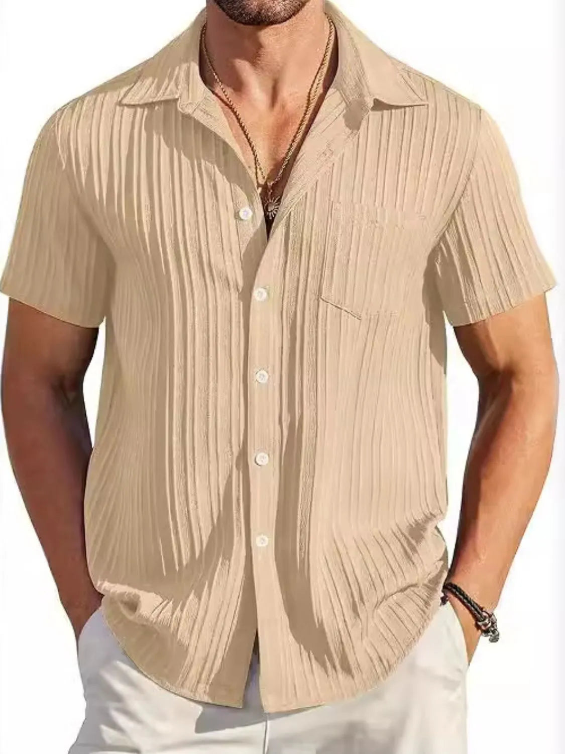 Men's Full Size Button Up Short Sleeve Shirt Plus Size