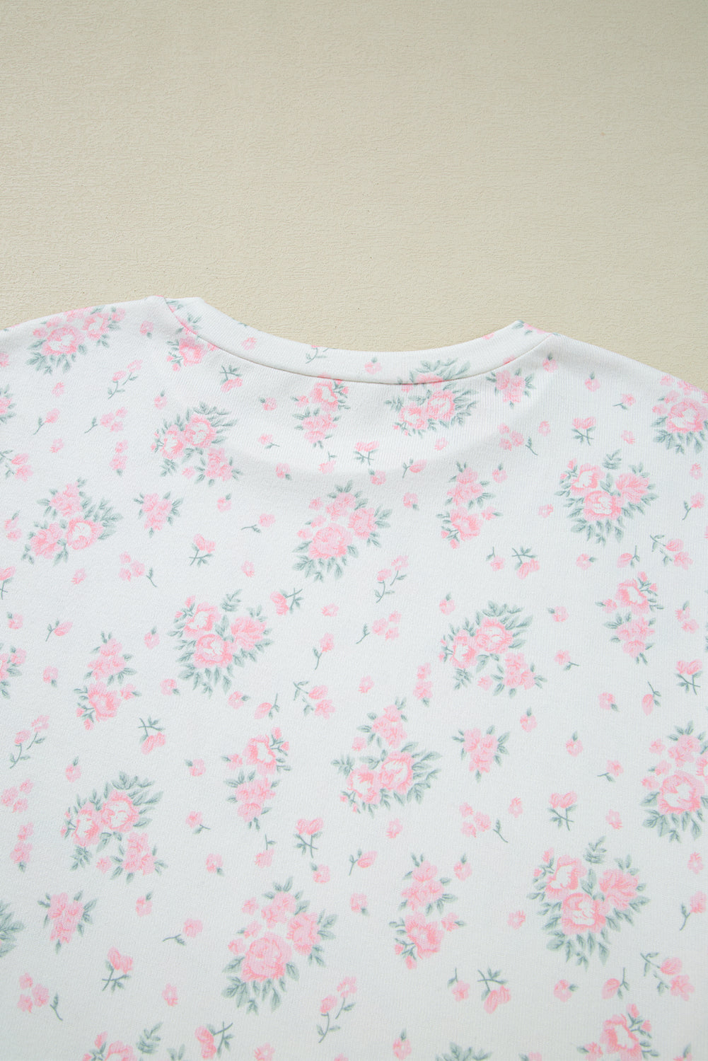  Pink Floral Print Lettuce Trim Tee and Shorts Pajama Set