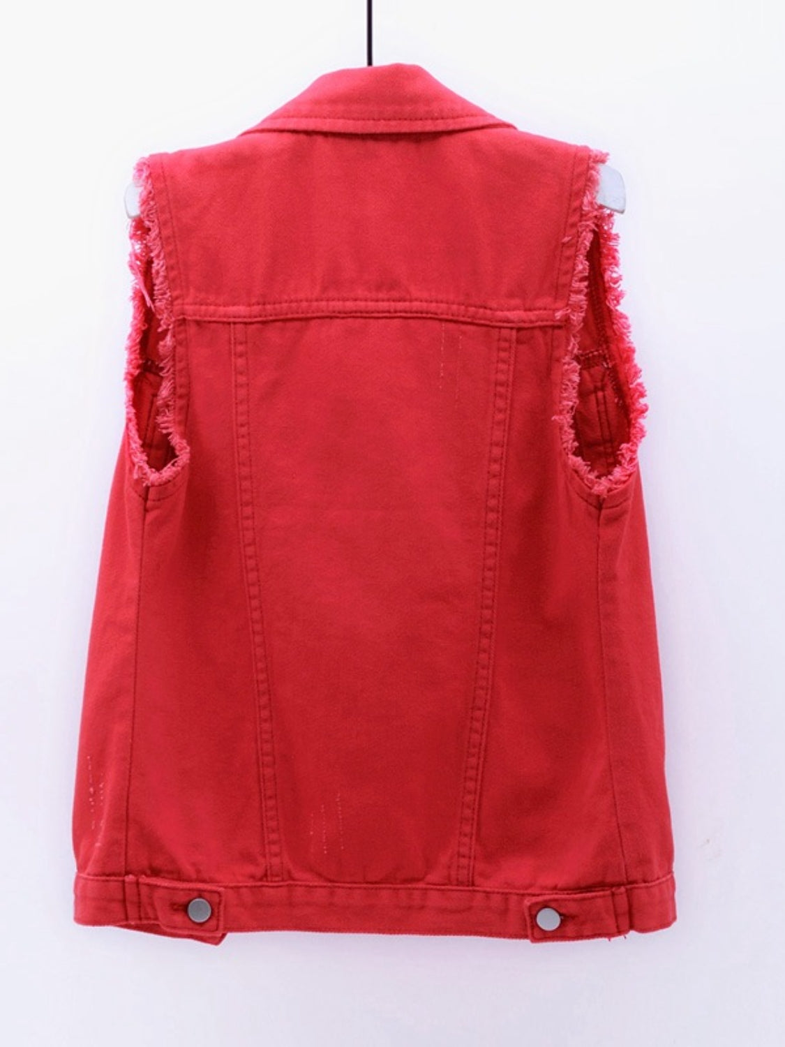 Side Button Slit Denim Jacket with Pockets