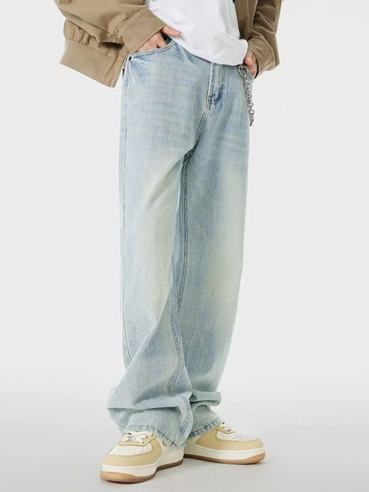 Men's Wash Wide Leg Jeans