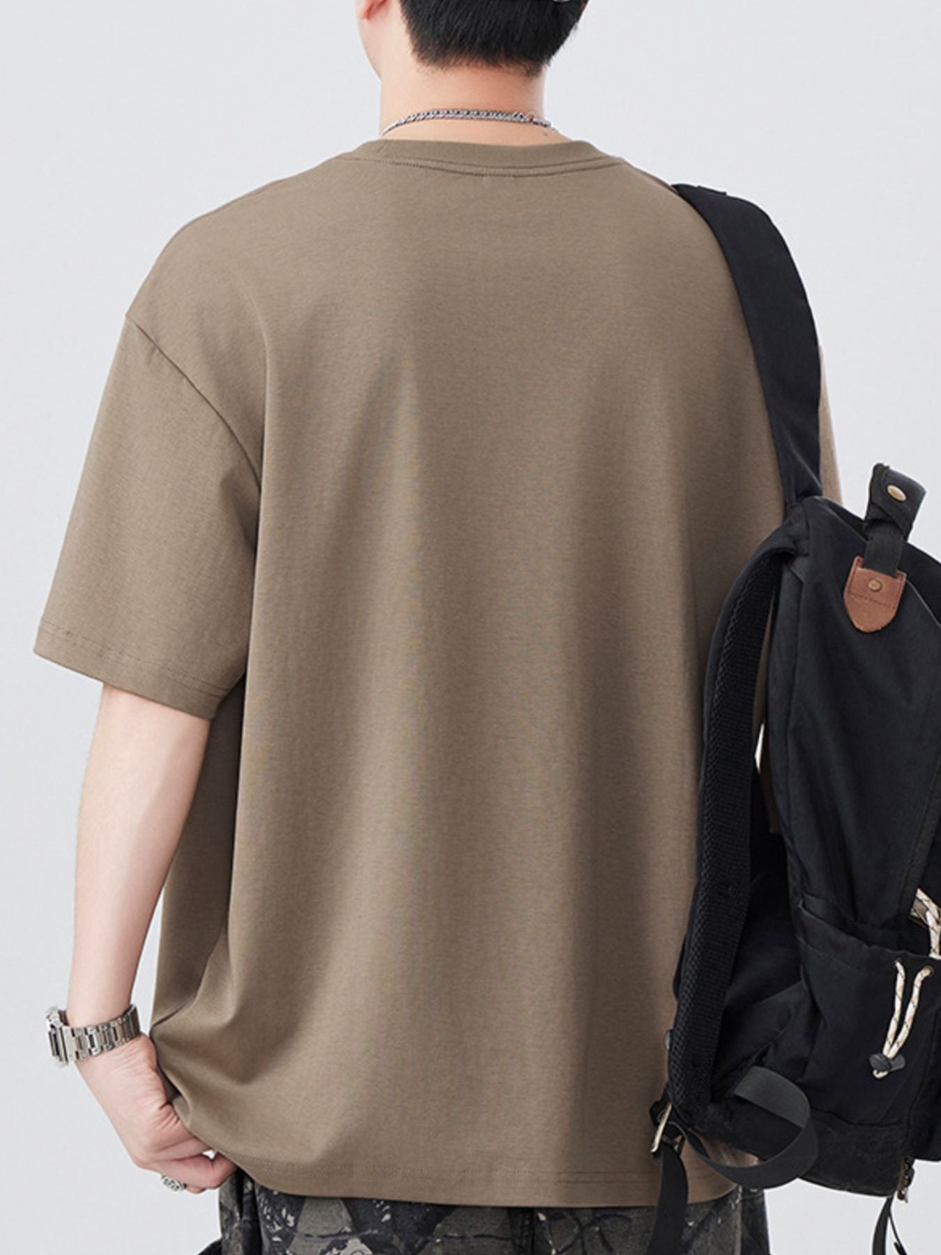 Men's Plus Size Solid Color Casual Loose T-Shirt