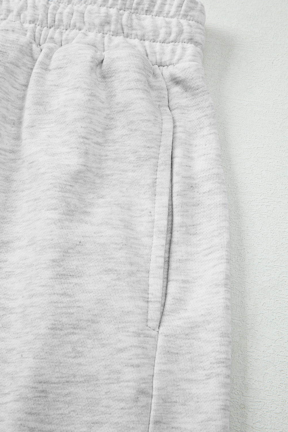  Light Grey Bow Embroidery Long Sleeve Pullover and High Waist Shorts Set