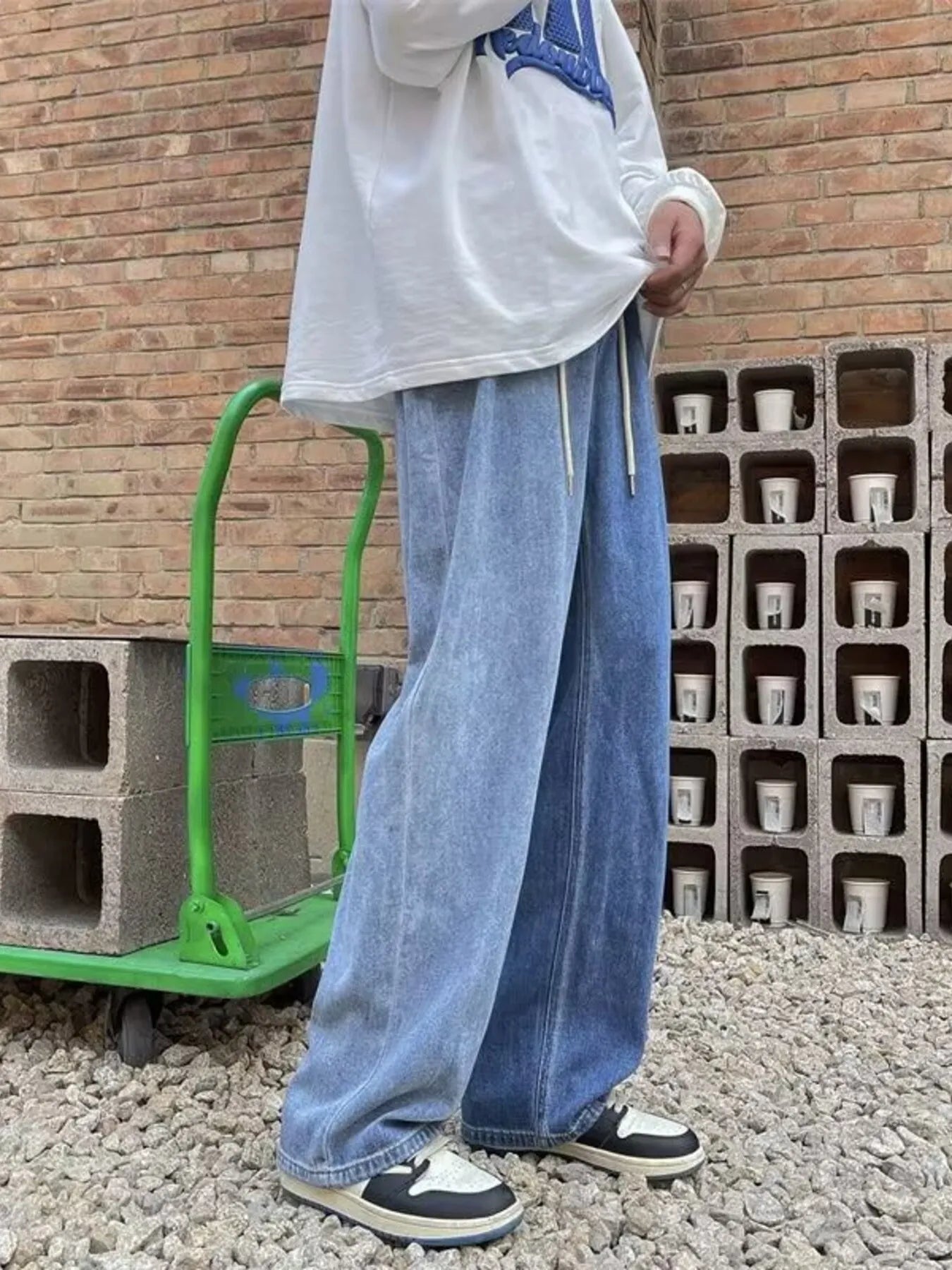 Men's Full Size Ripped Wide Leg Jeans Plus Size