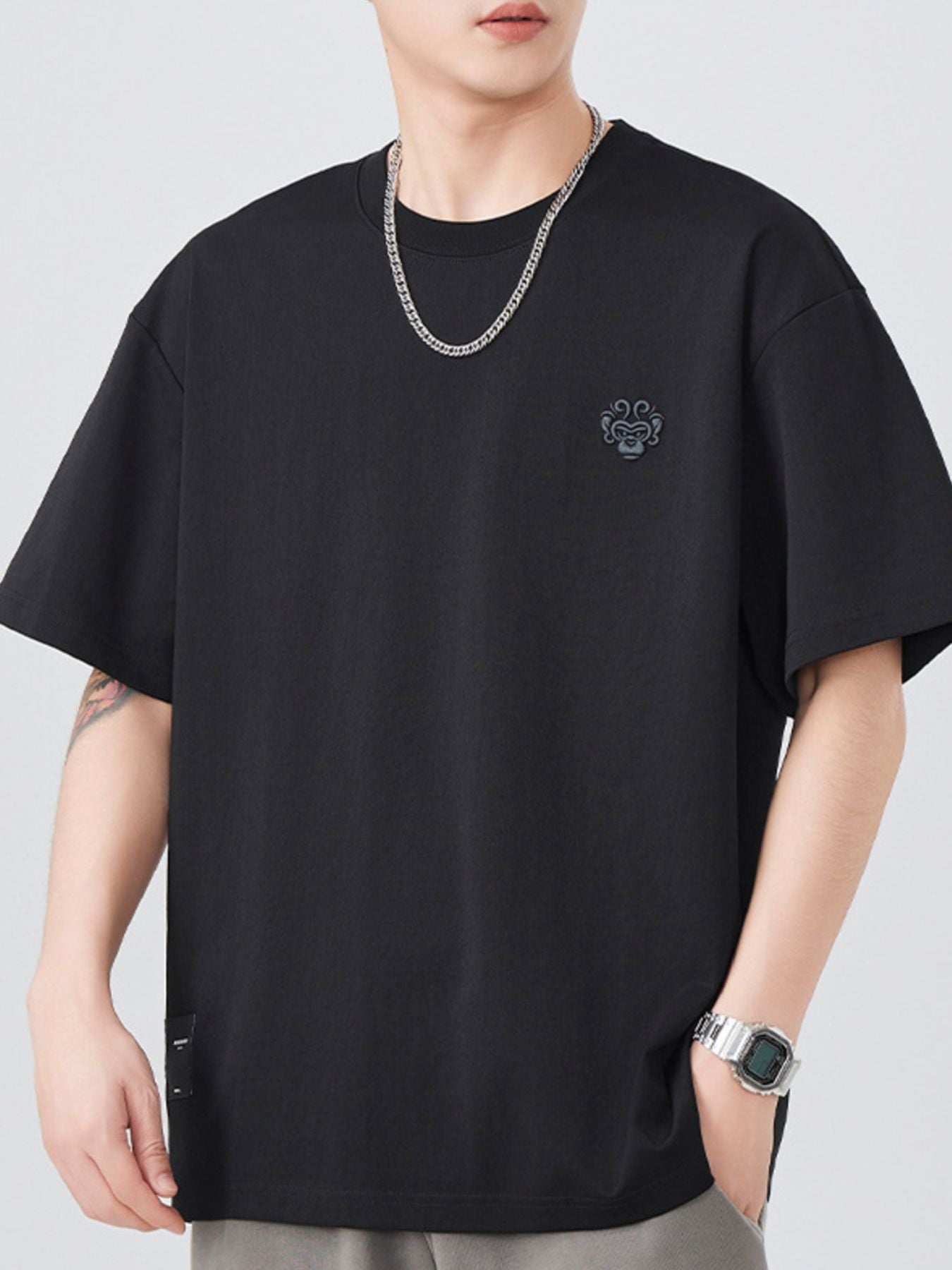 Men's Plus Size Solid Color Casual Loose T-Shirt