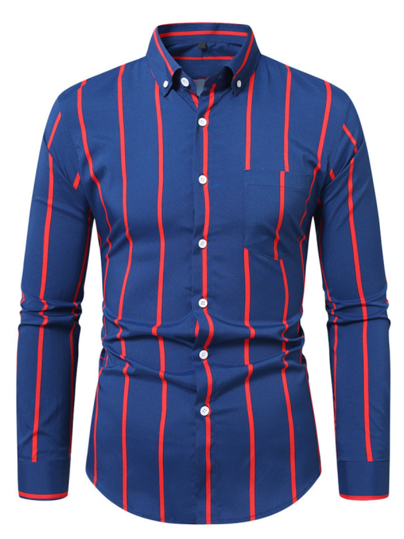 Men's Plus Size Slim Fit Striped Button Up Shirt