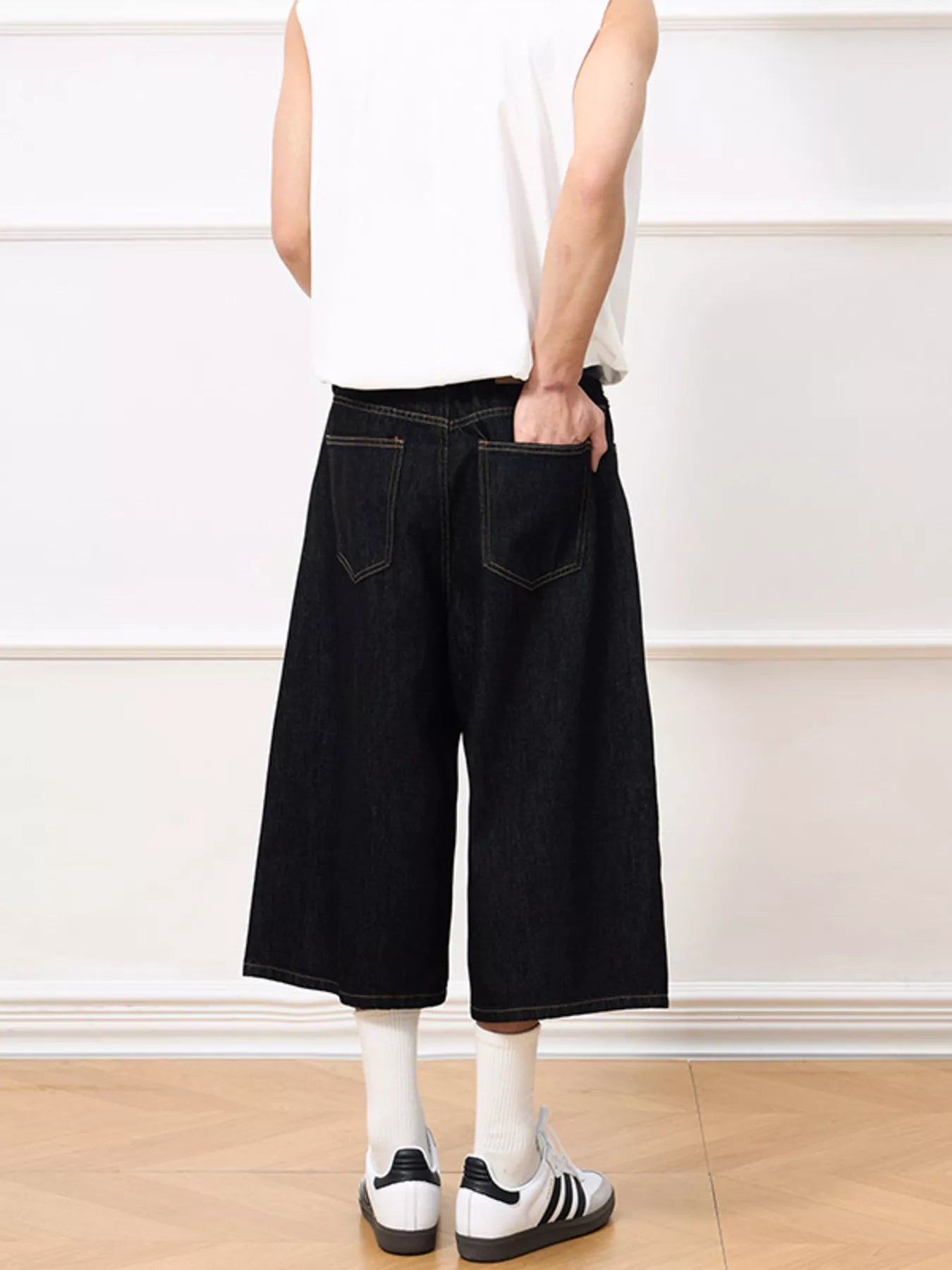 Men's Wide Leg Capris Jeans