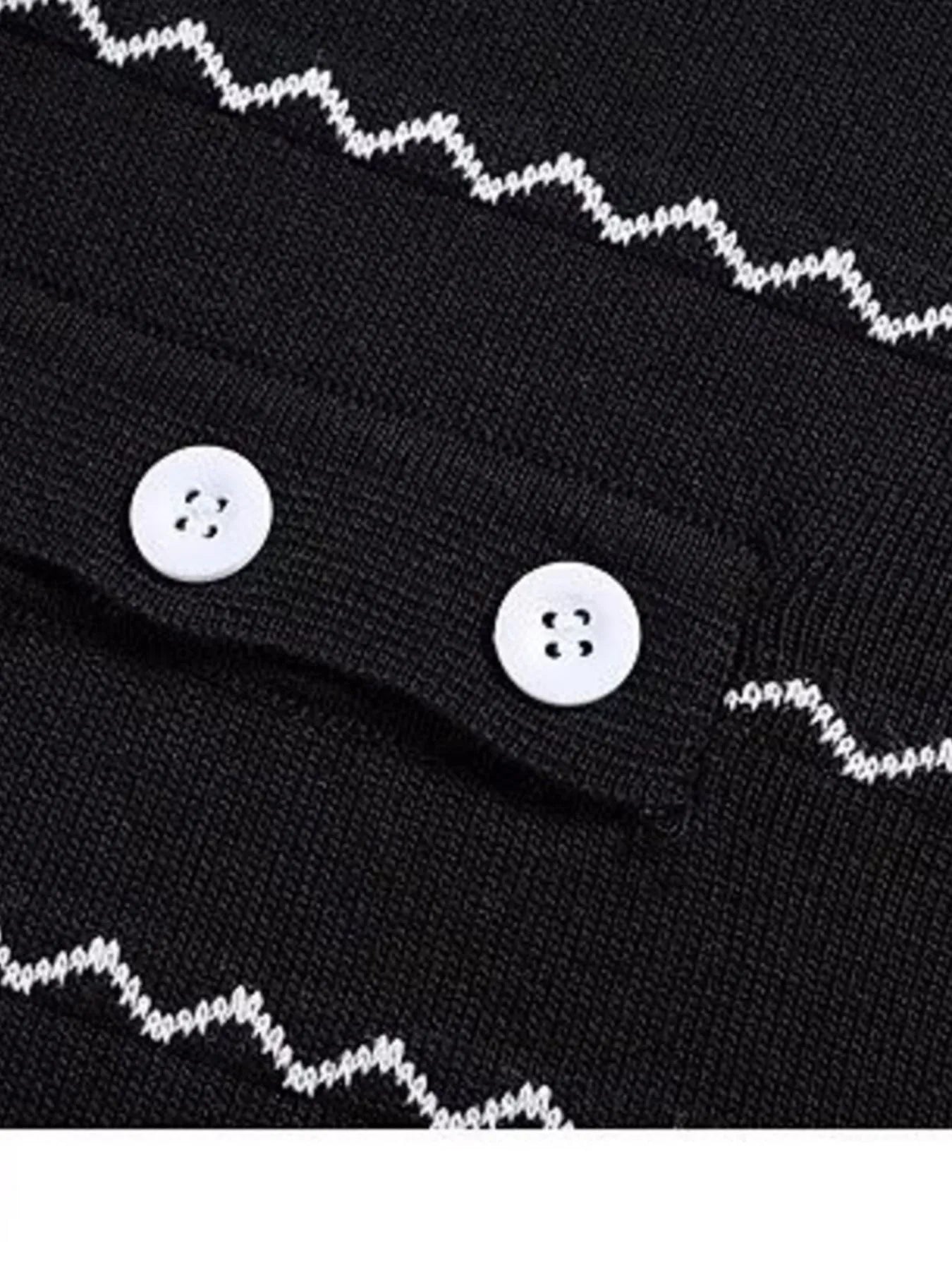 Men's Full Size Zigzag Striped Knit Polo Plus Size