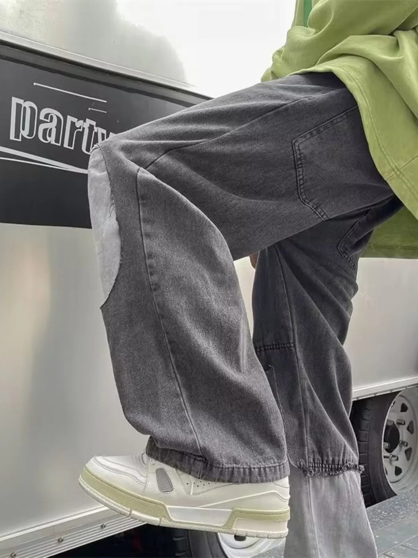 Men's Full Size Wide Leg Distressed Jeans Plus Size