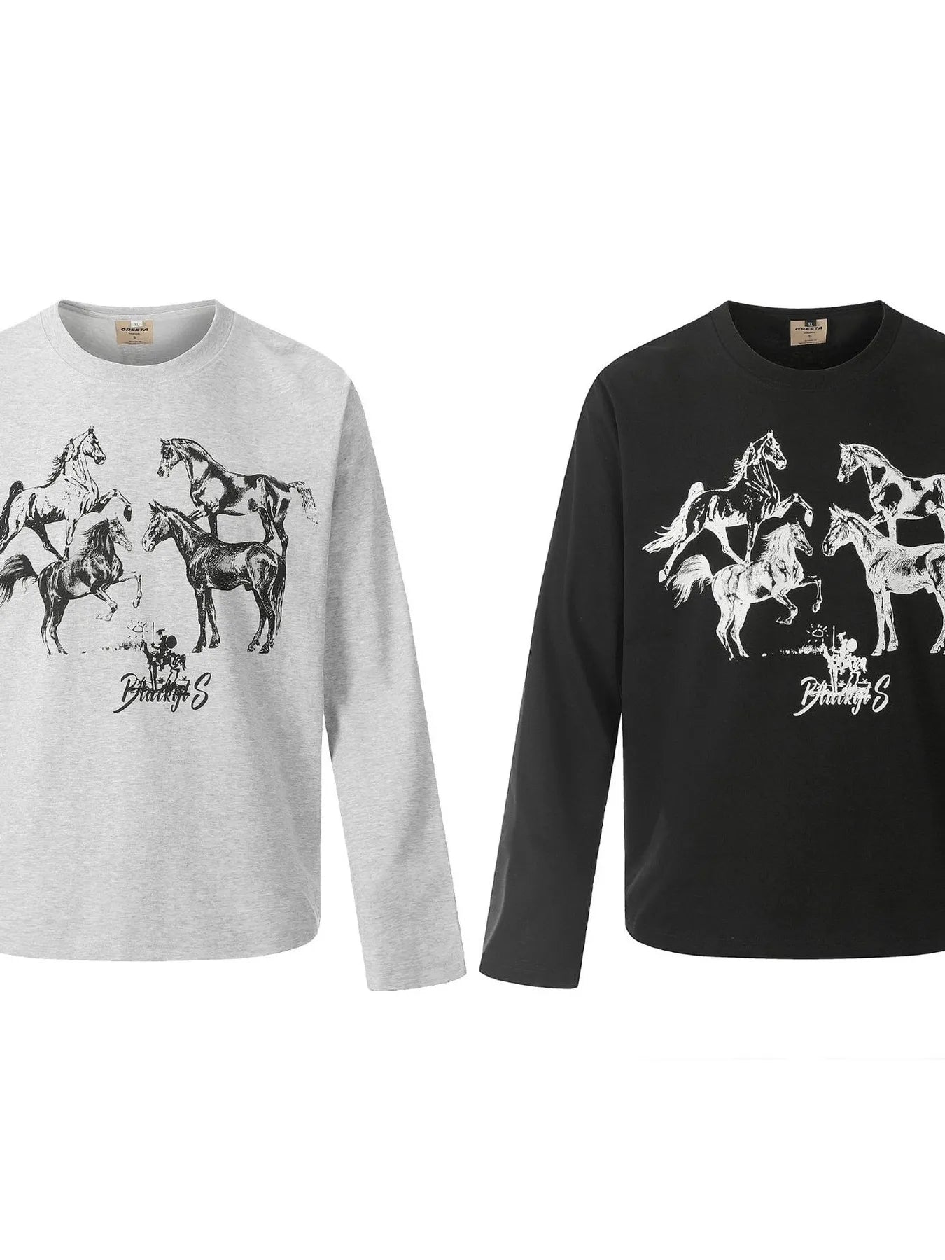 Men's Vintage Horse Graphic Long Sleeve T-Shirt