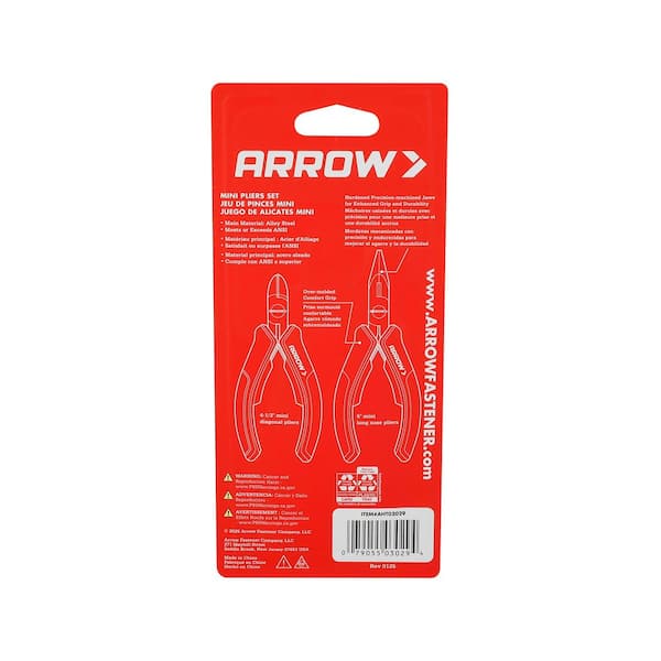 Arrow Fastener Mini Pliers Set - Diagonal & Long Needle Nose