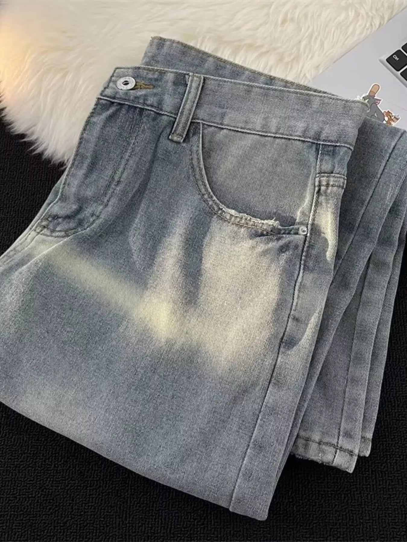 Men's Full Size Vintage Wash Wide Leg Jeans Plus Size