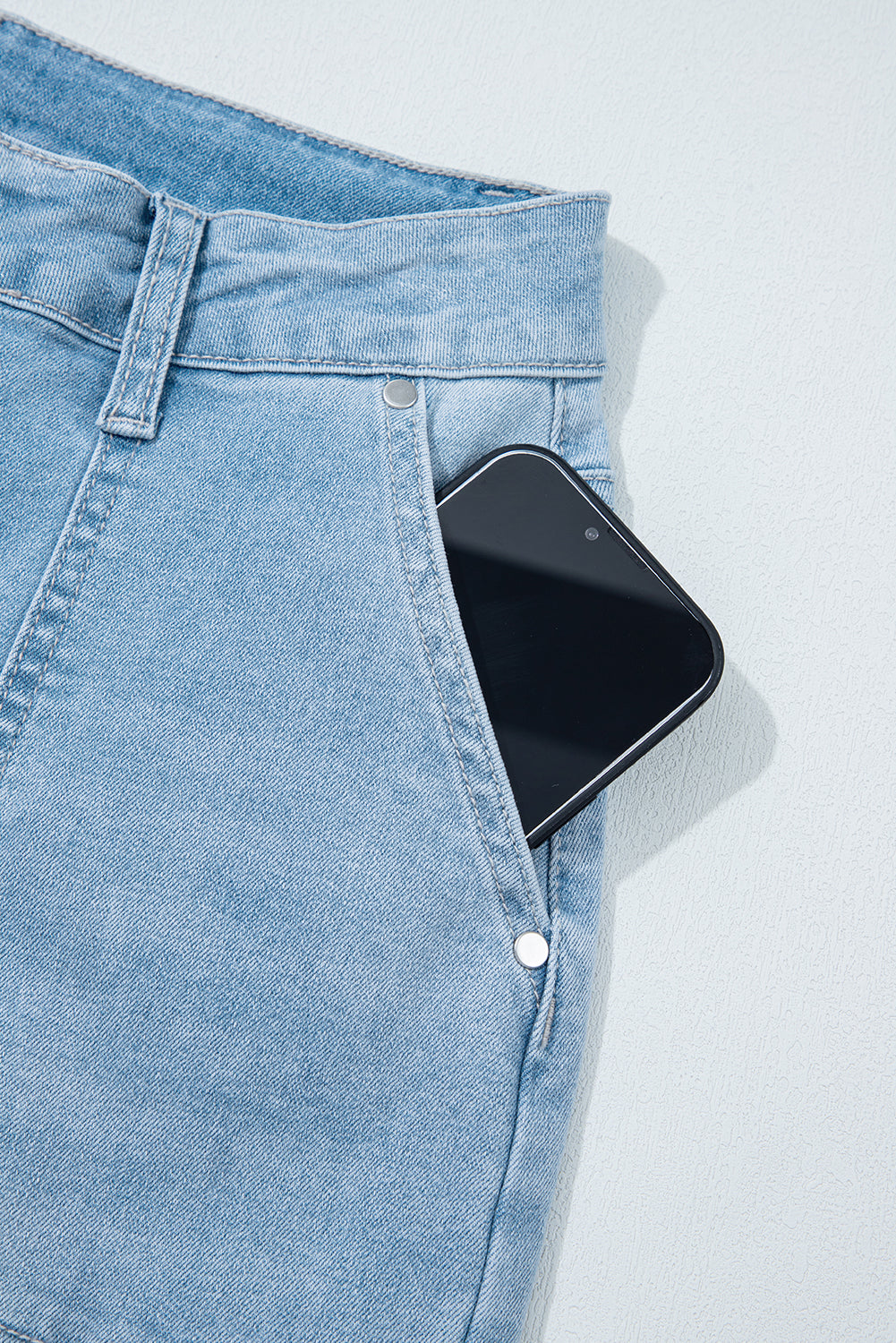 Beau Blue High Rise Relaxed Patch Pocket Jeans