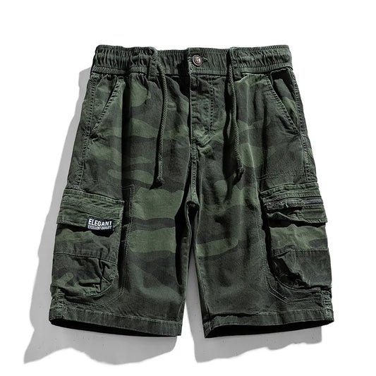 2024 Men New Summer Leisure Camouflage Cargo Shorts Elastic Comfort Breathable Elastic Waist Multiple Pockets Military Short Men