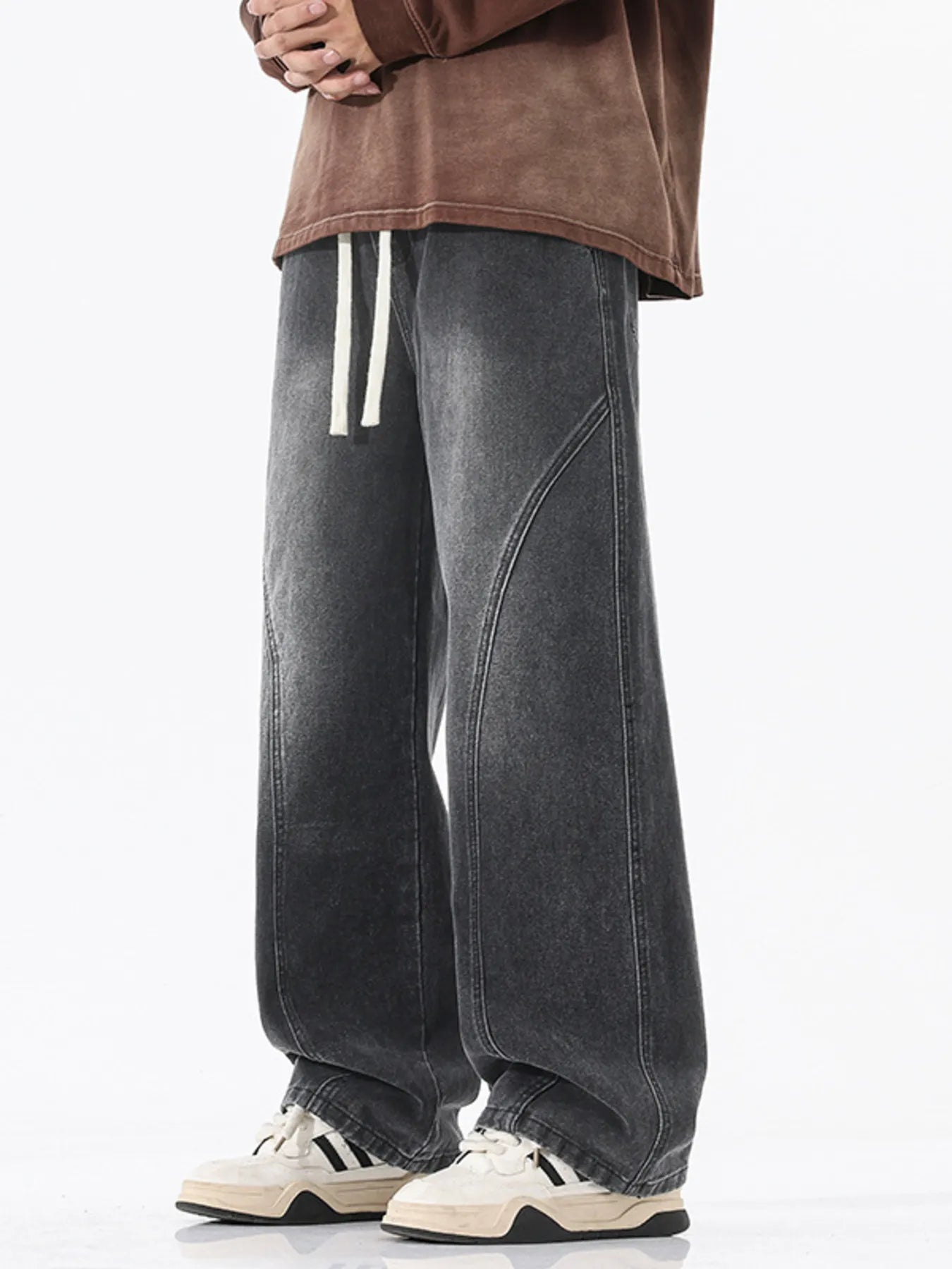 Men's Full Size Vintage Wash Wide Leg Jeans Plus Size