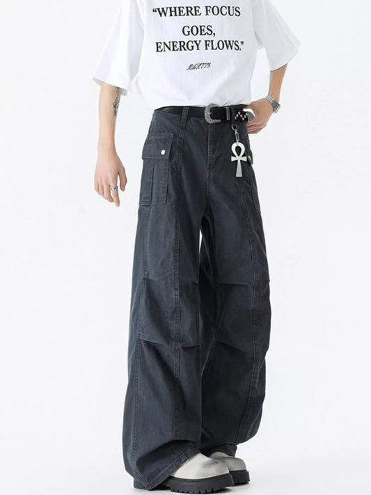 Men's Vintage Wide Leg Cargo Jeans