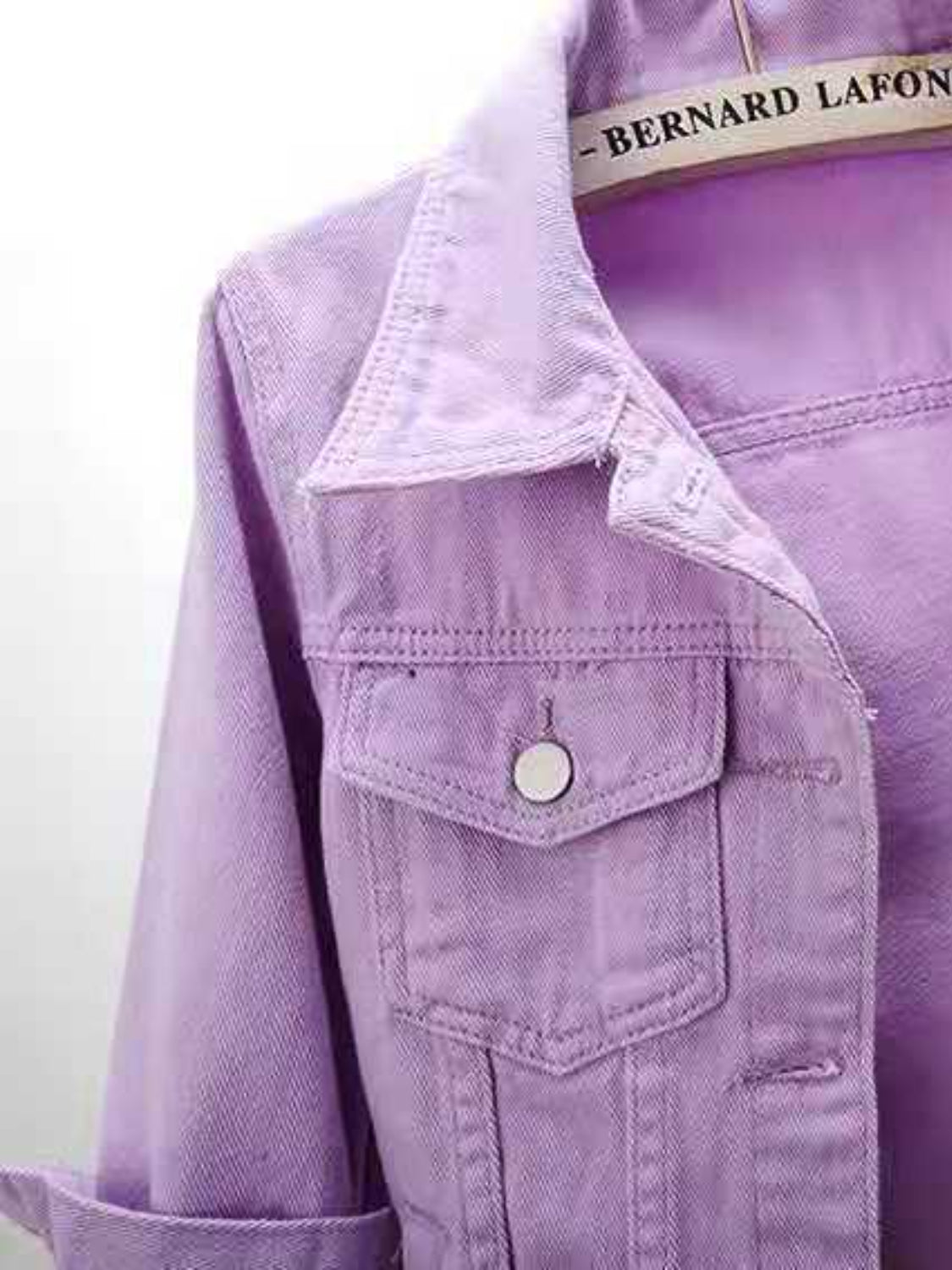 Side Button Slit Denim Jacket with Pockets